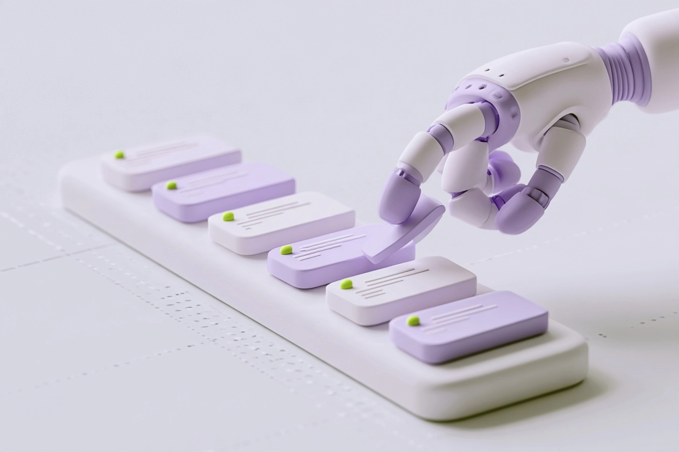 Robot elin bir alıntı kartını seçmesi